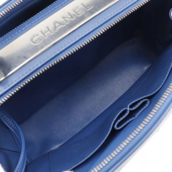 CHANEL Trendy Bowling Bag Handbag 2WAYShoulder Blue Calfskin Women - Picture 12 of 12